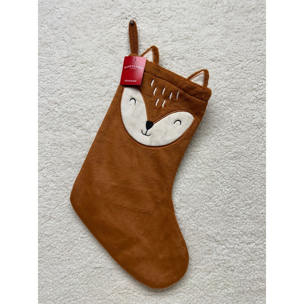 Wondershop Stocking Fox Plush Cinnamon Brown Holiday Christmas Decor